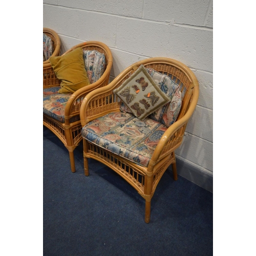 1227 - A SET OF FOUR WICKER TUB CHAIRS