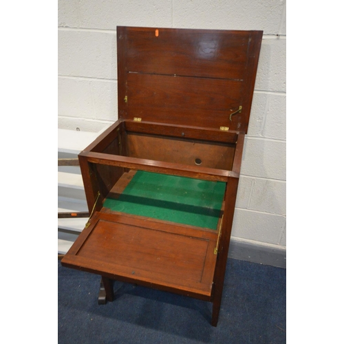 1228 - AN EDWARDIAN MAHOGANY THREE TIER WALL SHELF, along with a mahogany hi-fi cabinet, a painted three ti... 