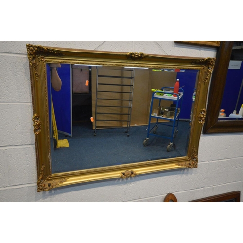 1229 - SIX VARIOUS MIRRORS OF VARIOUS AGES, STYLES AND MATERIALS, to include a giltwood bevelled edge wall ... 