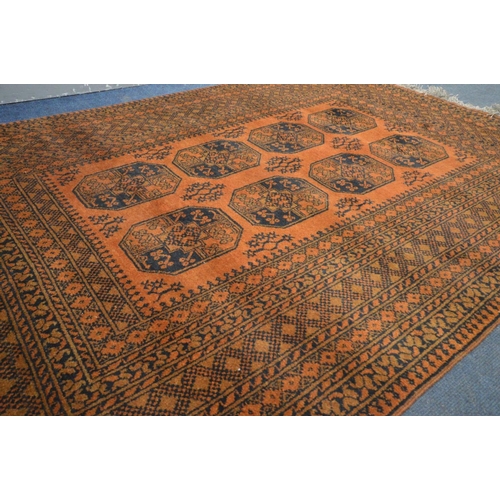 1232 - A HAND WOVEN NAHZAT RUSSET GROUND RUG, 250cm x 166cm