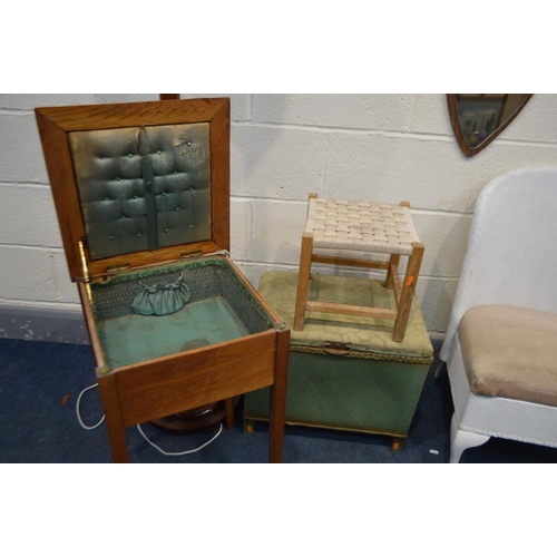 1234 - A QUANTITY OF OCCASSIONAL FURNITURE to include a wicker bedroom chair, wicker linen box, another sto... 