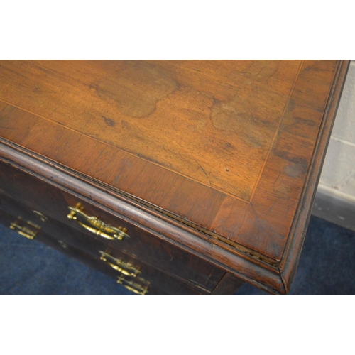 1297 - A GEORGIAN AND LATER MAHOGANY, CROSSBANDED AND INLAID CHEST OF THREE LONG DRAWERS, rosewood drawer f... 