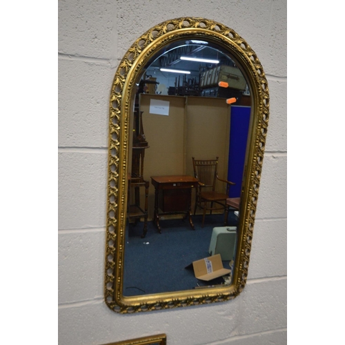 1313 - FOUR VARIOUS 20TH CENTURY GILT ON PLASTER/WOOD WALL MIRRORS, to include an octagonal mirror, and thr... 