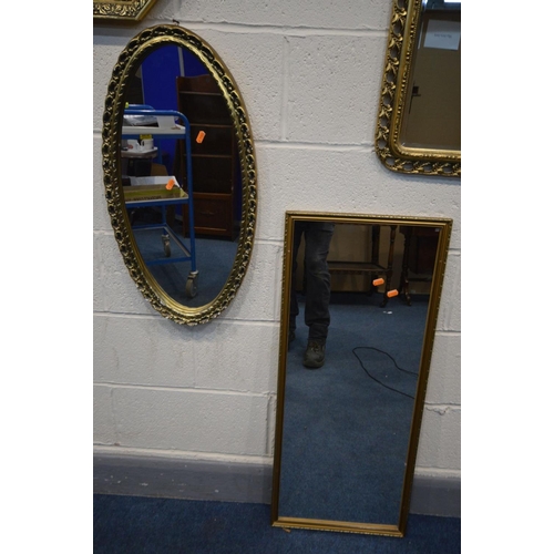 1313 - FOUR VARIOUS 20TH CENTURY GILT ON PLASTER/WOOD WALL MIRRORS, to include an octagonal mirror, and thr... 