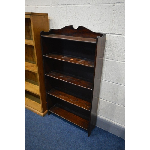 1316 - A MODERN MAHOGANY OPEN BOOKCASE, with three adjustable shelves, width 94cm x depth 32cm x height 123... 