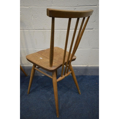 1340 - A SET OF FIVE ERCOL ELM AND BEECH ALL PURPOSE CHAIRS, model 391 (condition- two chairs with darker s... 