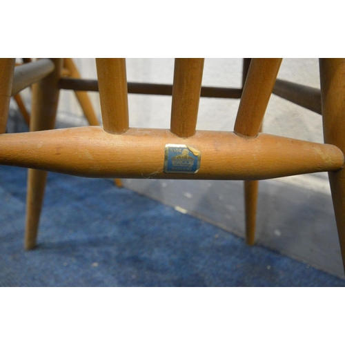 1340 - A SET OF FIVE ERCOL ELM AND BEECH ALL PURPOSE CHAIRS, model 391 (condition- two chairs with darker s... 