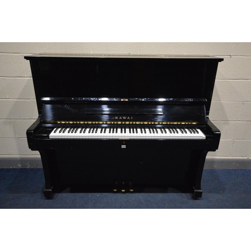 1341 - KAWAI (C1977) A BL-61 UPRIGHT PIANO, gloss ebonised case, overstrung, custom board, serial number k9... 