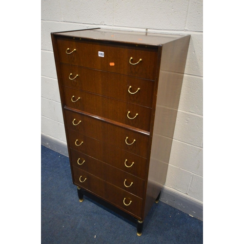 1353 - A TALL G PLAN LIBRENZA AFROMOSIA TEAK CHEST OF SEVEN DRAWERS, width 61cm x depth 41cm x height 128cm... 