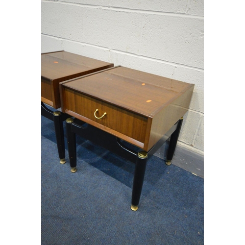 1354 - A PAIR OF G PLAN LIBRENZA AFROMOSIA TEAK BEDSIDE CABINETS with single drawers, width 48cm x depth 46... 