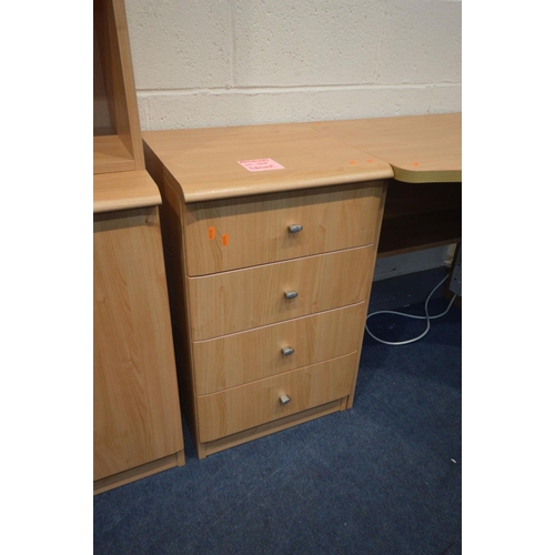 1362 - A SET OF BEECH HOME OFFICE UNITS, to include a bookcase above double cupboard doors, width 90cm x de... 