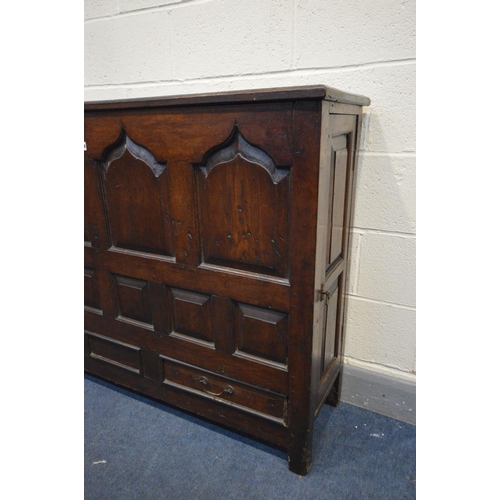 1364 - AN OAK HALL CABINET, in the Georgian style and incorporating some timers from the same period, two s... 