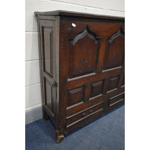 1364 - AN OAK HALL CABINET, in the Georgian style and incorporating some timers from the same period, two s... 