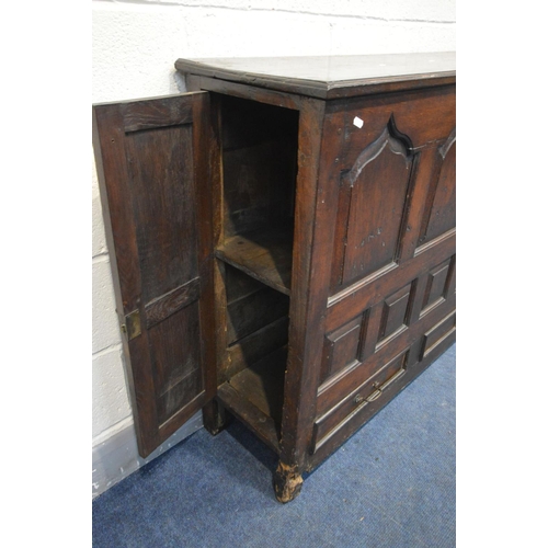 1364 - AN OAK HALL CABINET, in the Georgian style and incorporating some timers from the same period, two s... 