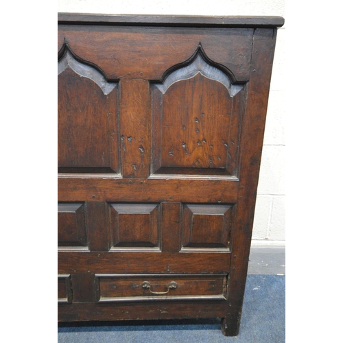 1364 - AN OAK HALL CABINET, in the Georgian style and incorporating some timers from the same period, two s... 