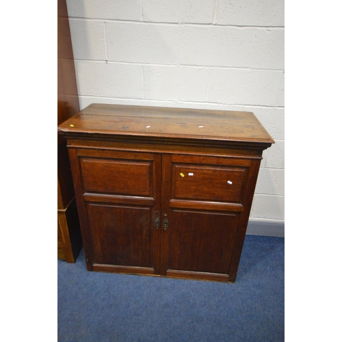 1366 - AN EDWARDIAN MAHOGANY AND INLAID SINGLE DOOR WARDROBE, above a single drawer, width 128cm x depth 50... 