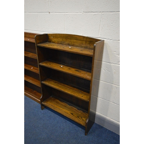 1369 - THREE VARIOUS OAK OPEN BOOKCASES