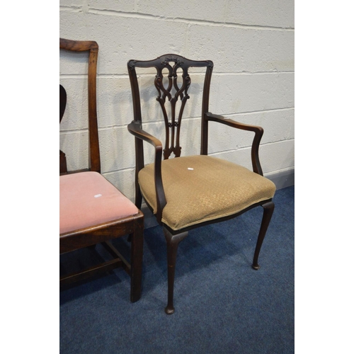 1373 - EIGHT VARIOUS PERIOD CHAIRS OF VARIOUS AGES AND MATERIALS, to include an Edwardian elbow chair, two ... 