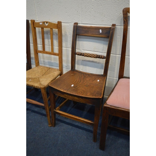 1373 - EIGHT VARIOUS PERIOD CHAIRS OF VARIOUS AGES AND MATERIALS, to include an Edwardian elbow chair, two ... 