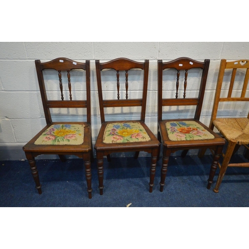 1373 - EIGHT VARIOUS PERIOD CHAIRS OF VARIOUS AGES AND MATERIALS, to include an Edwardian elbow chair, two ... 