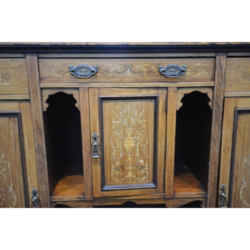 1377 - AN EDWARDIAN ROSEWOOD AND MARQUETRY INLAID DISPLAY CABINET, comprising of an arrangement of mirrors,... 