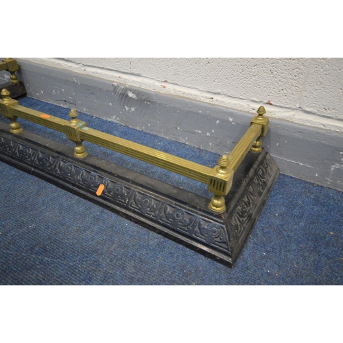 1389 - A BRASS AND CAST IRON FENDER, length 108cm