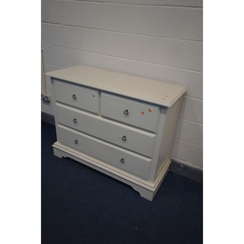 1396 - A NEXT CREAM FINISH CHEST OF TWO OVER TWO LONG DRAWERS, width 120cm x depth 48cm x height 93cm