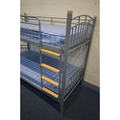 1414 - A METAL FRAMED BUNK BED with two mattresses