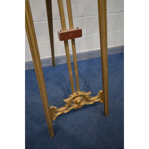 1436 - A GILTWOOD FRENCH STYLE ARTIST EASEL, foliate decoration, width 60cm x height 190cm