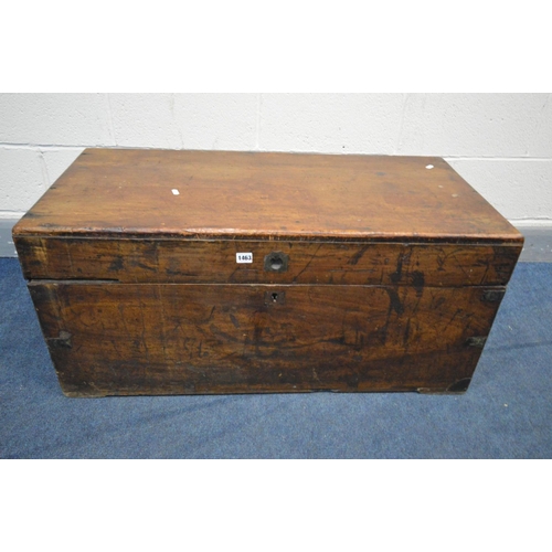 1463 - AN EARLY 20TH CENTURY CAMPHOR WOOD CHEST, brass bounded with twin iron drop handles, width 100cm x d... 