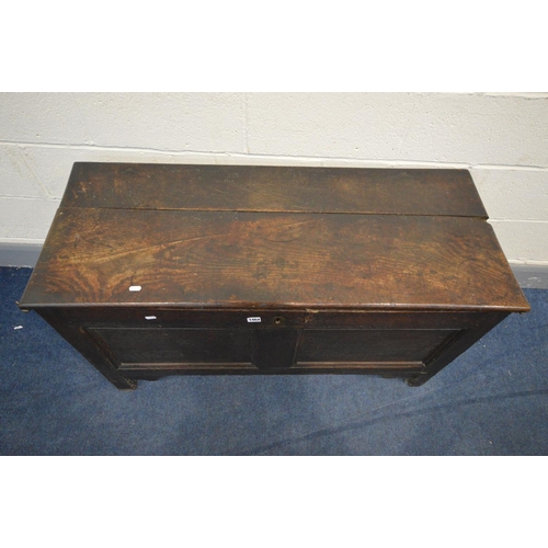 1464 - A GEORGIAN OAK DOUBLE PANEL COFFER, width 114cm x depth 47cm x height 63cm (condition-historical cra... 