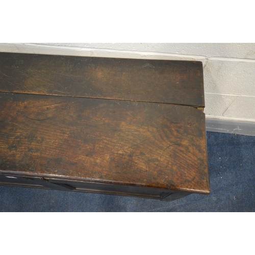 1464 - A GEORGIAN OAK DOUBLE PANEL COFFER, width 114cm x depth 47cm x height 63cm (condition-historical cra... 