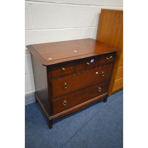 1473 - A STAG MINSTREL CHEST OF THREE OVER TWO LONG DRAWERS, width 82cm x depth 47cm x height 71cm along wi... 