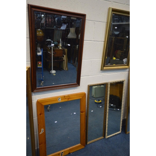 1474 - A COLLECTION OF EIGHT VARIOUS MIRRORS, of various sizes and materials, largest mirror size, 54cm x 7... 