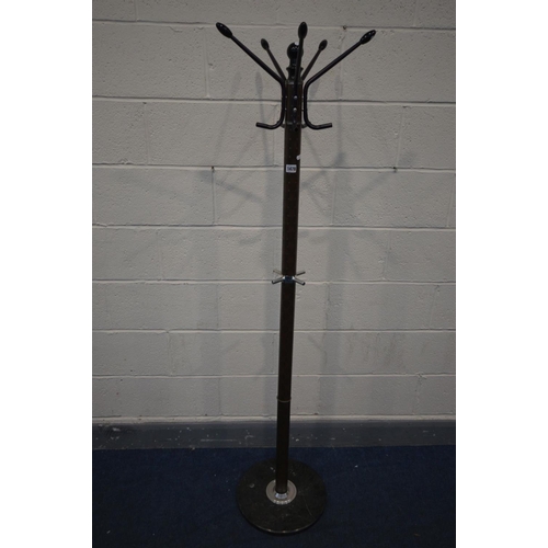 1478 - A MODERN COAT/HAT STAND on a marble base, height 170cm