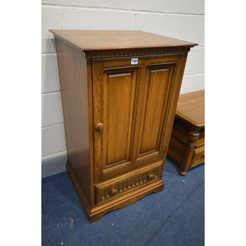 1484 - AN ERCOL GOLDEN DAWN HI FI CABINET, with a single drawer, width 56cm x depth 49cm x height 97cm and ... 