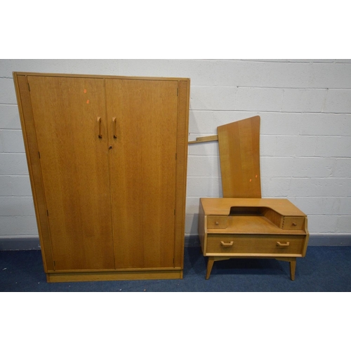 1485 - A G PLAN BRANDON OAK THREE PIECE BEDROOM SUITE, comprising a two door wardrobe, width 122cm x depth ... 