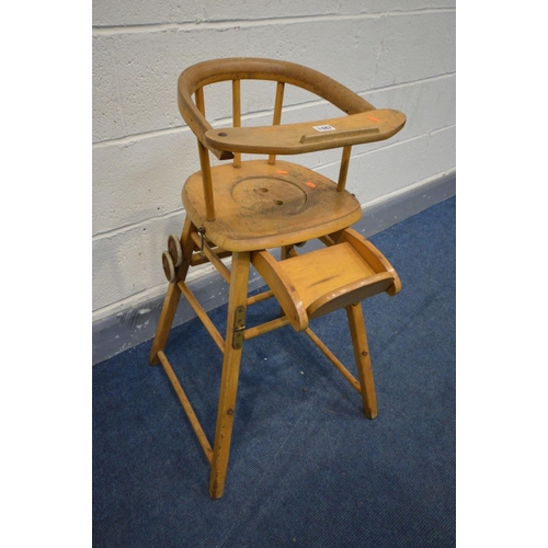 1487 - A VINTAGE BEECH METAMORPHIC HIGH CHAIR (Sd)