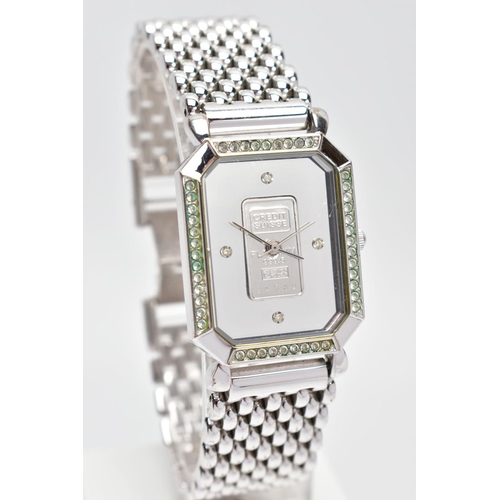 138 - A PLATINUM INGOT WRISTWATCH, designed with a rectangular dial with cut off corners, set to the dial ... 