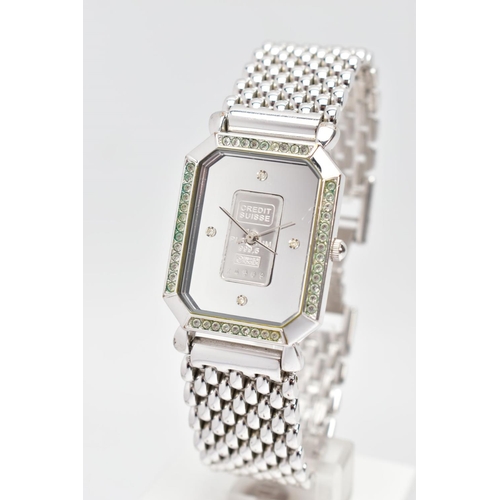 138 - A PLATINUM INGOT WRISTWATCH, designed with a rectangular dial with cut off corners, set to the dial ... 