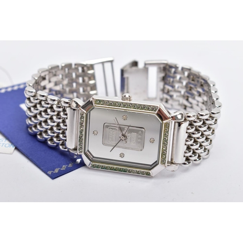 138 - A PLATINUM INGOT WRISTWATCH, designed with a rectangular dial with cut off corners, set to the dial ... 