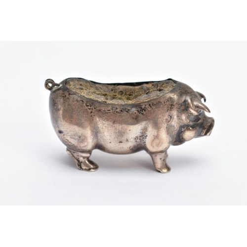 140 - AN EDWARDIAN SILVER PIN CUSHION, in the form of a standing pig, hallmarked 'Levi & Salaman' Birmingh... 