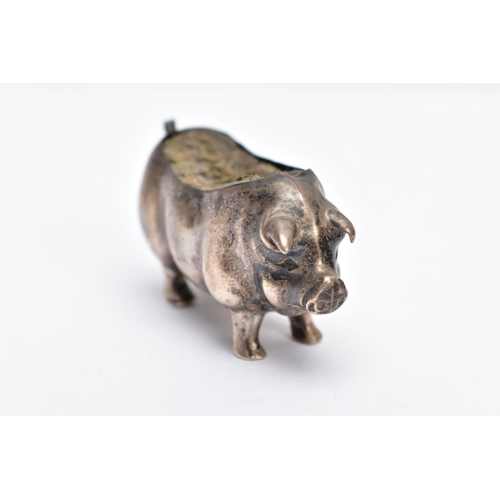 140 - AN EDWARDIAN SILVER PIN CUSHION, in the form of a standing pig, hallmarked 'Levi & Salaman' Birmingh... 