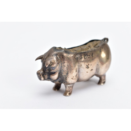 140 - AN EDWARDIAN SILVER PIN CUSHION, in the form of a standing pig, hallmarked 'Levi & Salaman' Birmingh... 