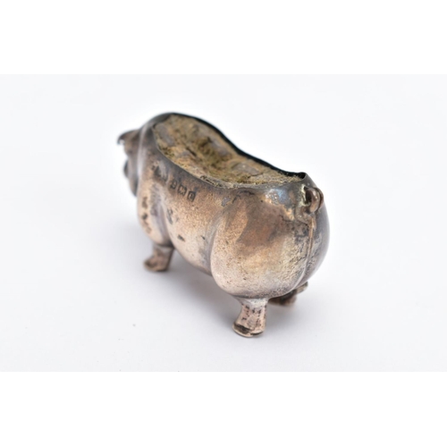 140 - AN EDWARDIAN SILVER PIN CUSHION, in the form of a standing pig, hallmarked 'Levi & Salaman' Birmingh... 