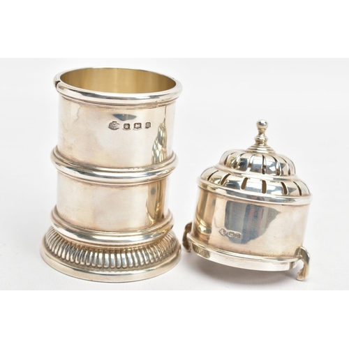 143 - A GEORGE V SILVER SUGAR CASTER, plain polished lighthouse shape caster, ball finial detail with a pi... 