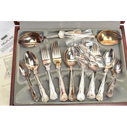 160 - A COMPLETE CANTEEN OF VINERS SILVER-PLATED CUTLERY, wooden canteen opens to reveal a light blue inte... 