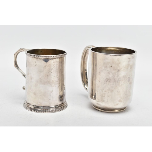 174 - TWO EARLY 20TH CENTURY SILVER CHRISTENING MUGS, the first of plain design, hallmark for Chester 1913... 