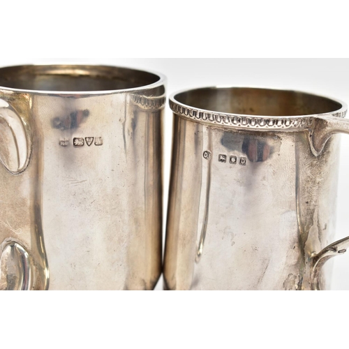 174 - TWO EARLY 20TH CENTURY SILVER CHRISTENING MUGS, the first of plain design, hallmark for Chester 1913... 