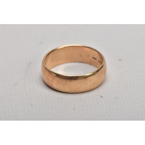 183 - A 9CT YELLOW GOLD WIDE BAND RING, plain polished design, approximate width 7.6mm, hallmarked 9ct gol... 